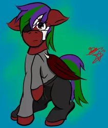 Size: 422x500 | Tagged: source needed, useless source url, safe, artist:notasomepony, banned from derpibooru, deleted from derpibooru, derpibooru import, oc, oc:arctic frost-mizuki, cyborg, clothes, edgy, image, png, solo