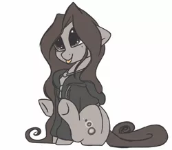 Size: 1681x1469 | Tagged: safe, artist:hiccupsdoesart, banned from derpibooru, deleted from derpibooru, derpibooru import, oc, oc:hiccupsmatazz, clothes, cute, hoodie, ponysona, sitting, solo, tongue out