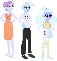 Size: 615x653 | Tagged: safe, artist:berrypunchrules, banned from derpibooru, deleted from derpibooru, derpibooru import, sugarcoat, oc, oc:bistro class, oc:creme de la creme, equestria girls, family, headcanon, parent