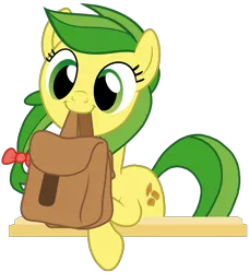Size: 2370x2600 | Tagged: safe, artist:torvusil, banned from derpibooru, deleted from derpibooru, derpibooru import, apple fritter, earth pony, pony, apple family member, bag, cute, digital art, female, high res, mare, mouth hold, saddle bag, show accurate, simple background, smiling, solo, to saddlebags and back again, transparent background, wide eyes