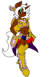 Size: 1882x2816 | Tagged: safe, artist:lyoka, banned from derpibooru, deleted from derpibooru, derpibooru import, oc, oc:faerie belle, unofficial characters only, anthro, unguligrade anthro, unicorn, armor, badass, eyeliner, magical girl, makeup, ponysona, simple background, solo, transparent background, unconvincing armor