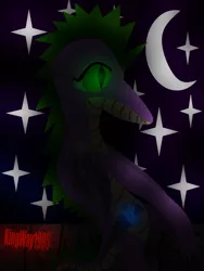 Size: 1200x1600 | Tagged: safe, artist:kingway1995, banned from derpibooru, deleted from derpibooru, derpibooru import, spike, adult, adult spike, armed, cover art, dagger, epic, older, older spike, sittiing on wall, solo, starry night, weapon