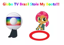 Size: 1133x794 | Tagged: safe, banned from derpibooru, deleted from derpibooru, derpibooru import, babs seed, equestria girls, equestria girls (movie), boots, ms paint, rainbow text, rede globo, shoes, simple background, stole my shoes, white background