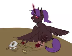 Size: 1280x1001 | Tagged: safe, artist:tilling-tan, banned from derpibooru, deleted from derpibooru, derpibooru import, oc, unofficial characters only, alicorn, pony, alicorn oc, choker, ear piercing, earring, flower, horn, jewelry, piercing, skull, wings