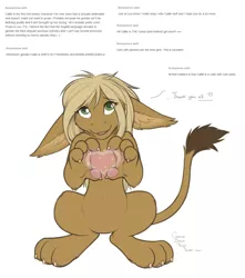 Size: 1213x1373 | Tagged: safe, artist:cassiusdrawsthings, banned from derpibooru, deleted from derpibooru, derpibooru import, oc, oc:callie, unofficial characters only, sphinx, ask, explicit source, floppy ears, heart, heart hands, paws, simple background, solo, sphinx oc, tumblr, white background