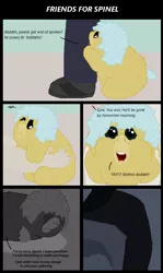 Size: 600x1008 | Tagged: grimdark, artist:wolfram_sparks, banned from derpibooru, deleted from derpibooru, derpibooru import, oc, oc:diamond, oc:spinel, unofficial characters only, fluffy pony, abuse, amputation, amputee, bully, bullying, crying, evil, fluffy pony grimdark, pillow fluff, stupid owner