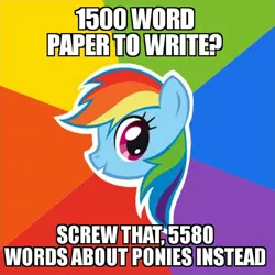 Size: 512x512 | Tagged: safe, banned from derpibooru, deleted from derpibooru, derpibooru import, rainbow dash, pegasus, pony, advice meme, bust, exploitable meme, looking at you, meme, portrait, rainbow background, solo