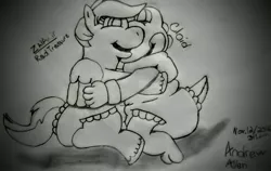 Size: 2187x1385 | Tagged: safe, artist:innauth, banned from derpibooru, deleted from derpibooru, derpibooru import, oc, oc:red treasure, unofficial characters only, pony, yoshi, art, cuddling, diaper, diaper fetish, female, fetish, hug, huggle, image, jpeg, male, nintendo, outline, shading, sit, sitting, snuggles?, traditional art