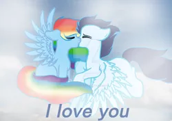 Size: 1024x723 | Tagged: safe, artist:starchildtm, banned from derpibooru, deleted from derpibooru, derpibooru import, rainbow dash, soarin', pony, female, kissing, male, shipping, soarindash, straight, watermark