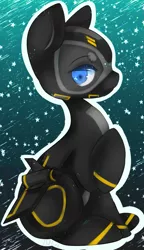 Size: 733x1272 | Tagged: safe, artist:starl, banned from derpibooru, deleted from derpibooru, derpibooru import, oc, oc:cloudbreaker, unofficial characters only, original species, plane pony, pony, blue eyes, blushing, bust, colored pupils, commission, confident, cute, digital art, female, looking at you, mare, plane, portrait, raised hoof, sitting, smiling, smug, solo, sparkles, sparkly eyes, sr-71 blackbird, vector, ych result