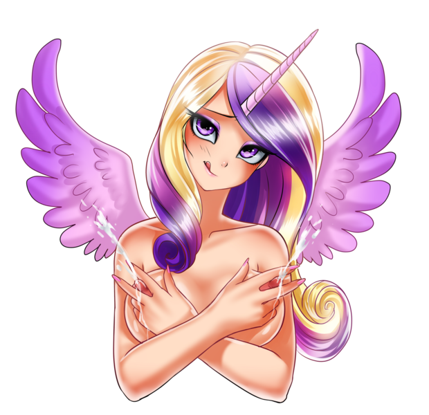 Size: 2380x2302 | Tagged: questionable, banned from derpibooru, deleted from derpibooru, derpibooru import, princess cadance, human, breasts, female, humanized, milf, milking, mother, nipple pinch, nipples, nudity, solo, solo female, squirting, vaginal secretions