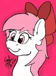 Size: 404x550 | Tagged: safe, artist:kundofox, banned from derpibooru, deleted from derpibooru, derpibooru import, oc, oc:cherry cerise, unofficial characters only, pony, :3, bow, cute, female, mare, solo