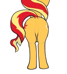 Size: 1117x1237 | Tagged: suggestive, artist:zharkaer, banned from derpibooru, deleted from derpibooru, derpibooru import, sunset shimmer, pony, unicorn, both cutie marks, bunset shimmer, butt, dock, featureless crotch, female, plot, raised tail, simple background, solo, solo female, tail, transparent background