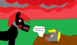 Size: 3320x1944 | Tagged: semi-grimdark, artist:mudlove, banned from derpibooru, deleted from derpibooru, derpibooru import, oc, oc:nurdja, unofficial characters only, 1000 hours in ms paint, asphyxiation, downvote bait, drowning, ms paint, mud, muddy