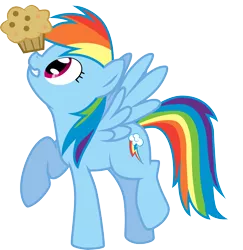 Size: 8786x9028 | Tagged: safe, artist:kittyhawk-contrail, banned from derpibooru, deleted from derpibooru, derpibooru import, rainbow dash, balance, food, muffin, vector