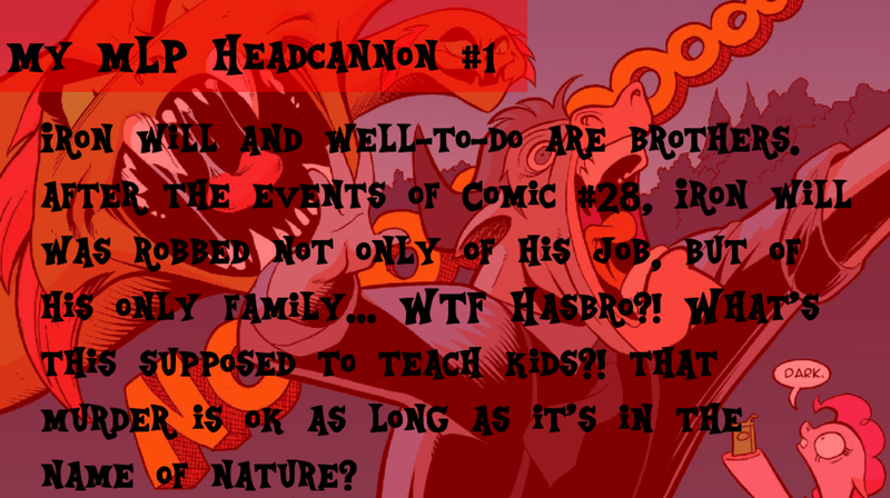 Size: 1024x574 | Tagged: safe, banned from derpibooru, deleted from derpibooru, derpibooru import, idw, iron will, well-to-do, hydra, spoiler:comic, spoiler:comic28, brothers, headcanon, male, meta, multiple heads, opinion, siblings, wtf