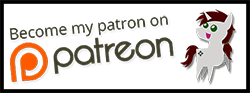 Size: 250x93 | Tagged: safe, artist:charrez, banned from derpibooru, deleted from derpibooru, derpibooru import, oc, oc:charrez, unofficial characters only, pony, unicorn, advertisement, male, meta, patreon, patreon logo, pointy ponies, solo, text