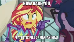 Size: 800x450 | Tagged: safe, banned from derpibooru, deleted from derpibooru, derpibooru import, screencap, sci-twi, sunset shimmer, twilight sparkle, equestria girls, friendship games, angry, battlefield earth, caption, exploitable meme, image macro, meme, nostalgia critic, spoony, sunset yells at twilight, terl, text