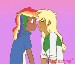 Size: 1280x1098 | Tagged: safe, artist:feellikeaplat, banned from derpibooru, deleted from derpibooru, derpibooru import, rainbow dash, rarity, equestria girls, blushing, female, human coloration, imminent kissing, lesbian, raridash, shipping