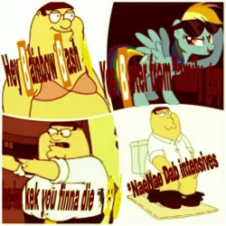 Size: 1600x1600 | Tagged: suggestive, banned from derpibooru, deleted from derpibooru, derpibooru import, rainbow dash, dab, emoji, meme, peter griffin, shitposting, sunglasses, toilet, vulgar, wat