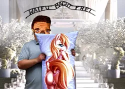 Size: 1319x935 | Tagged: safe, artist:grimsimkopa, banned from derpibooru, deleted from derpibooru, derpibooru import, oc, oc:aryanne, unofficial characters only, anthro, arbeit macht frei, body pillow, flower, lulz, marriage, nazi, photoshop, pillow, waifu