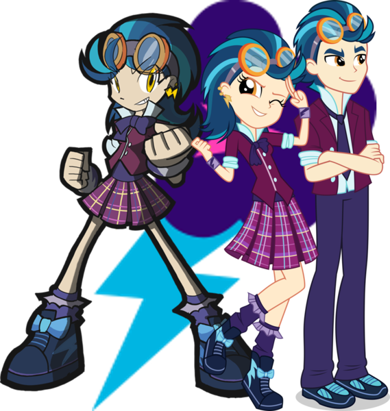 Size: 1067x1125 | Tagged: safe, artist:mike437, artist:rvceric, artist:xebck, banned from derpibooru, deleted from derpibooru, derpibooru import, edit, indigo zap, equestria girls, equestria guys, rule 63, vector