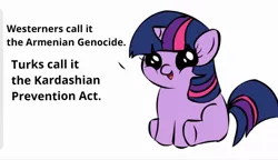 Size: 930x536 | Tagged: safe, banned from derpibooru, deleted from derpibooru, derpibooru import, twilight sparkle, armenian genocide, caption, dark comedy, exploitable meme, female, filly, filly twilight sparkle, filly twilight telling an offensive joke, foal, image macro, kardashians, meme, obligatory pony, solo, text, we are going to hell, younger