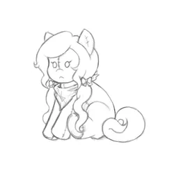 Size: 3600x3600 | Tagged: safe, artist:autumn rush, banned from derpibooru, deleted from derpibooru, derpibooru import, oc, bandana, doodle, monochrome, plushie, sitting, solo, wip