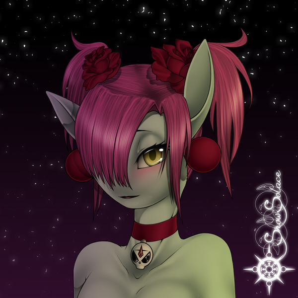 Size: 900x900 | Tagged: suggestive, artist:lilith, banned from derpibooru, deleted from derpibooru, derpibooru import, oc, oc:loveless brokenheart, unofficial characters only, anthro, earth pony, breasts, female, slave, snow solace, solo