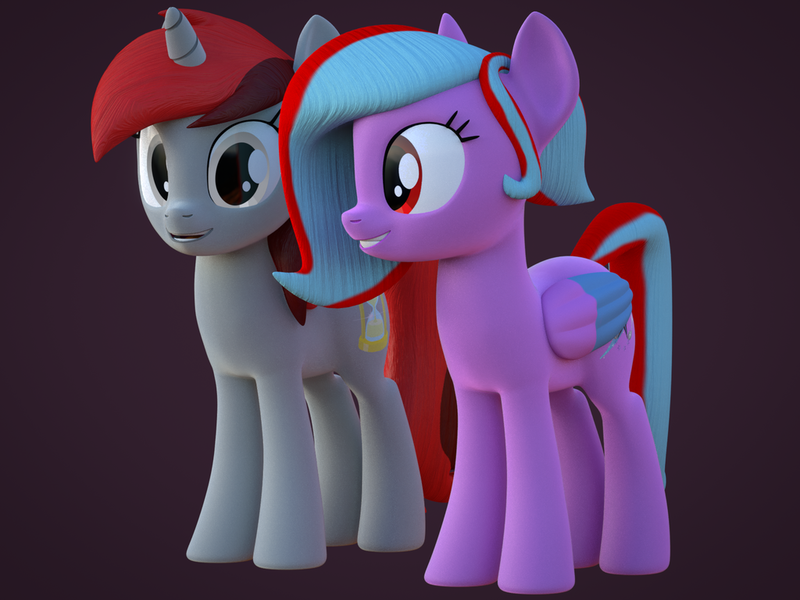 Size: 1024x768 | Tagged: safe, artist:mythicspeed, banned from derpibooru, deleted from derpibooru, derpibooru import, oc, oc:star beats, oc:zenatura, unofficial characters only, pegasus, pony, unicorn, 3d, blender, female, mare, simple background