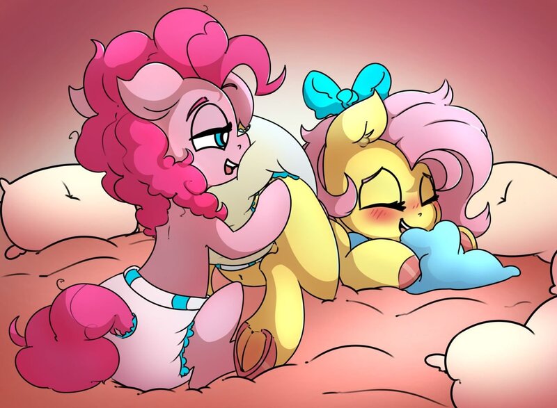 Size: 1280x939 | Tagged: questionable, artist:ariot, banned from derpibooru, deleted from derpibooru, derpibooru import, fluttershy, pinkie pie, blushing, butthug, diaper, diaper fetish, eyes closed, fetish, hug, wet diaper