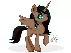 Size: 1600x1200 | Tagged: safe, artist:hanaty, banned from derpibooru, deleted from derpibooru, derpibooru import, oc, unofficial characters only, alicorn, pony, alicorn oc, blank flank, female, horn, mare, simple background, solo, white background, wings