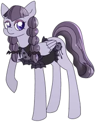 Size: 950x1217 | Tagged: safe, artist:tilling-tan, banned from derpibooru, deleted from derpibooru, derpibooru import, inky rose, pegasus, pony, honest apple, clothes, cutie mark, female, goth, gothic, hooves, mare, simple background, solo, transparent background, wings