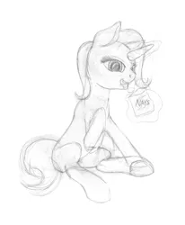 Size: 1008x1224 | Tagged: safe, artist:styroponyworks, banned from derpibooru, deleted from derpibooru, derpibooru import, trixie, pony, unicorn, chips, eating, food, grayscale, levitation, magic, missing accessory, monochrome, open mouth, raised hoof, simple background, sitting, sketch, smiling, solo, telekinesis, tongue out, traditional art, underhoof, white background