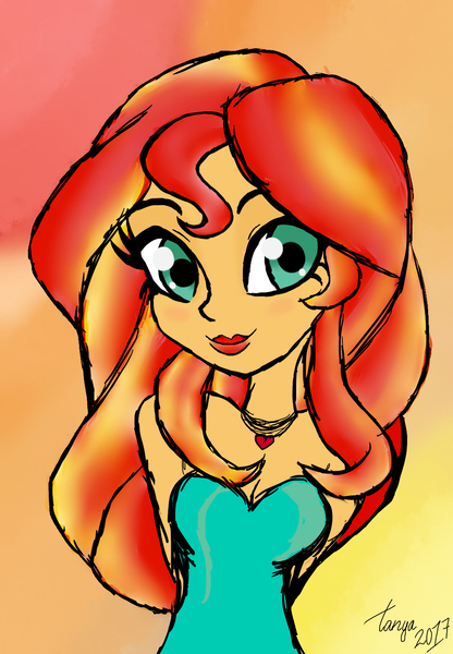 Size: 1000x1443 | Tagged: safe, artist:bloom-tazza93, banned from derpibooru, deleted from derpibooru, derpibooru import, sunset shimmer, equestria girls, cute, lipstick, shimmerbetes, solo