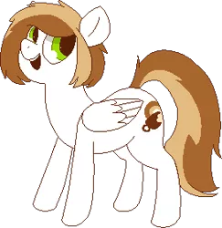 Size: 272x280 | Tagged: safe, artist:tilling-tan, banned from derpibooru, deleted from derpibooru, derpibooru import, oc, oc:coffee cream, unofficial characters only, pegasus, pony, 4chan, drawthread, open mouth, pixel art, simple background, smiling, solo, transparent background