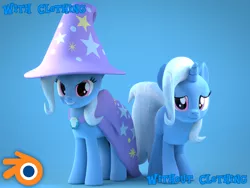 Size: 1600x1200 | Tagged: safe, artist:mythicspeed, banned from derpibooru, deleted from derpibooru, derpibooru import, trixie, pony, 3d, blender, cape, clothes, hat, solo, trixie's cape, trixie's hat