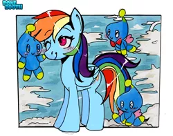 Size: 1024x808 | Tagged: safe, artist:ponebooth, banned from derpibooru, deleted from derpibooru, derpibooru import, rainbow dash, chao, pony, crossover, sonic the hedgehog (series), traditional art