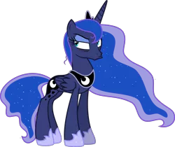 Size: 4000x3360 | Tagged: safe, artist:theartsyemporium, banned from derpibooru, deleted from derpibooru, derpibooru import, princess luna, alicorn, pony, a royal problem, .svg available, absurd resolution, duckface, female, grumpy, lidded eyes, looking back, mare, simple background, sleepy, solo, transparent background, unamused, vector