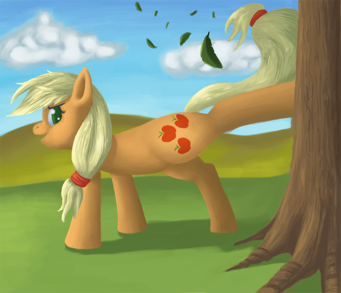 Size: 1100x943 | Tagged: safe, artist:raedrob, banned from derpibooru, deleted from derpibooru, derpibooru import, applejack, applebucking