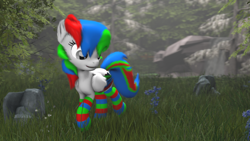 Size: 1024x576 | Tagged: safe, artist:mythicspeed, banned from derpibooru, deleted from derpibooru, derpibooru import, oc, oc:mythic speed, unofficial characters only, pegasus, pony, 3d, clothes, colored wings, female, mare, multicolored wings, socks, solo, source filmmaker, striped socks, wings