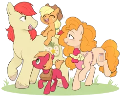 Size: 805x643 | Tagged: safe, artist:cuteosphere, banned from derpibooru, deleted from derpibooru, derpibooru import, apple bloom, applejack, big macintosh, bright mac, pear butter, the perfect pear
