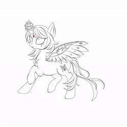 Size: 894x894 | Tagged: safe, artist:hanaty, banned from derpibooru, deleted from derpibooru, derpibooru import, oc, unofficial characters only, elf, pony, female, lineart, simple background, solo, white background