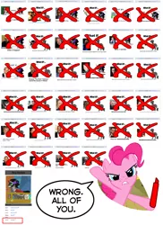 Size: 1621x2232 | Tagged: safe, banned from derpibooru, deleted from derpibooru, derpibooru import, king sombra, pinkie pie, spoiler:s03, buzzkill, fourth wall, what if x voiced the season 3 villain