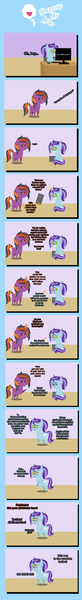 Size: 1972x14491 | Tagged: safe, artist:saturnstar14, banned from derpibooru, deleted from derpibooru, derpibooru import, oc, unofficial characters only, pony, unicorn, honest apple, absurd resolution, comic, dialogue, duct tape, female, gag, glasses, mare, pointy ponies, tape, tape gag