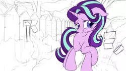 Size: 1920x1080 | Tagged: safe, artist:aurelleah, banned from derpibooru, deleted from derpibooru, derpibooru import, starlight glimmer, pony, unicorn, crying, letter, sketch, solo