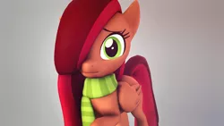 Size: 2920x1642 | Tagged: safe, artist:prettyboyace, banned from derpibooru, deleted from derpibooru, derpibooru import, oc, oc:strawberry sorbet, unofficial characters only, pegasus, pony, 3d, clothes, cute, female, folded wings, scarf, shy, solo, source filmmaker, wings