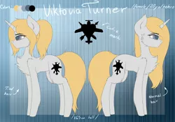 Size: 2000x1400 | Tagged: safe, artist:einzie, banned from derpibooru, deleted from derpibooru, derpibooru import, oc, oc:vicky turner, unofficial characters only, pony, unicorn, aryan pony, chart, chest fluff, heart, plane, reference sheet