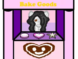 Size: 1600x1200 | Tagged: safe, banned from derpibooru, deleted from derpibooru, derpibooru import, oc, oc:cookie dough, unofficial characters only, pony, bake sale, cookie, food, smiling, stall