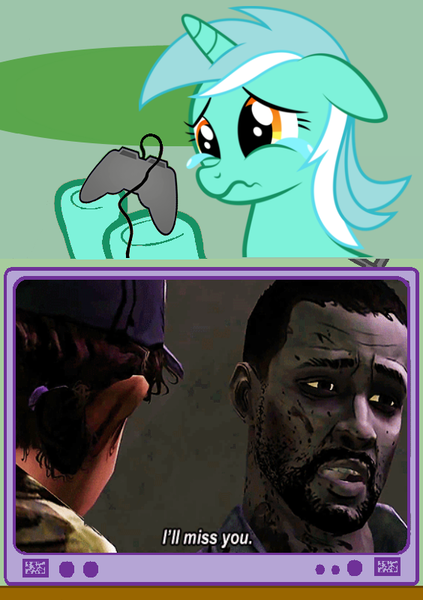 Size: 564x800 | Tagged: suggestive, banned from derpibooru, deleted from derpibooru, derpibooru import, lyra heartstrings, clementine (walking dead), crying, exploitable meme, gamer meme, lee everett, meme, obligatory pony, sad, tearjerker, the walking dead, the walking dead game, tv meme, video game